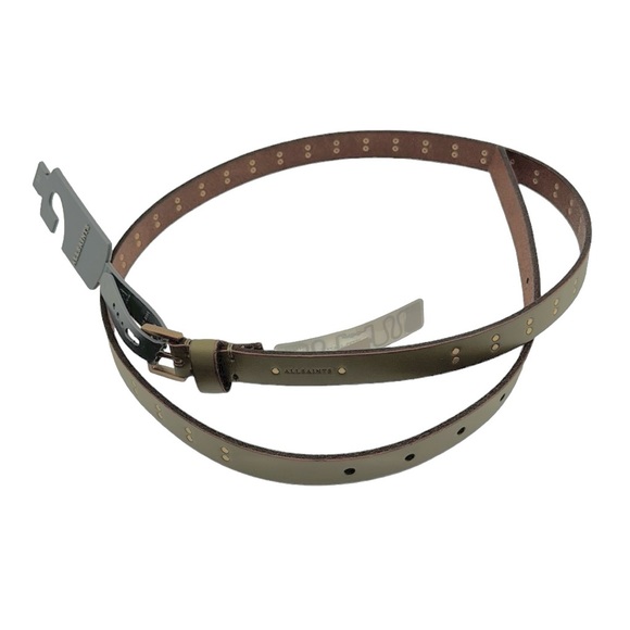AllSaints 18mm Pindot Stud Leather Belt Size Medium - Picture 11 of 11
